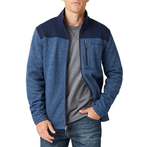 Free Country Men's Frore II Knit Fleece Jacket Sz Medium Blue Full Zip Collared - Picture 2 of 15